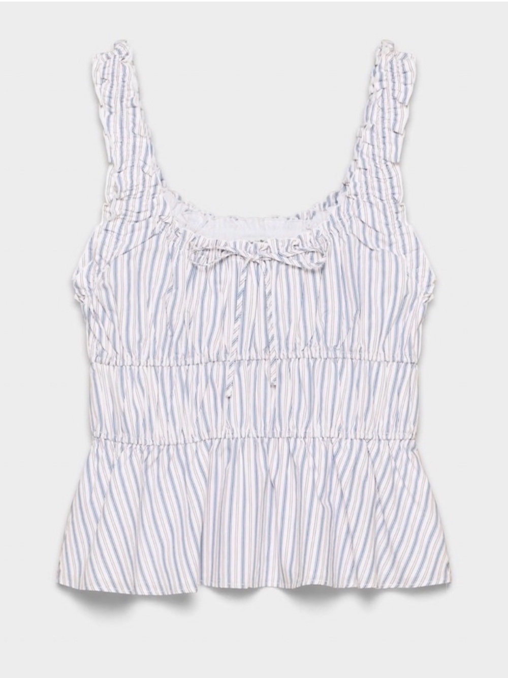 Sunday Best Blue & White Striped Smocked Ruffle Tank